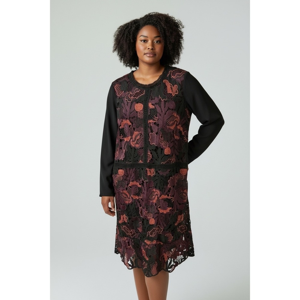 Midnight Velvet. Multi Color Crochet Midi Dress Sz 20/22‎    Art To Wear